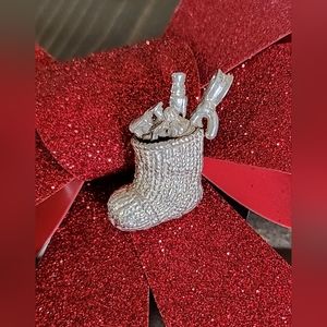 Christmas Stocking Solid 925 Sterling Silver Heavy Necklace Pendant 25 grams 🎅